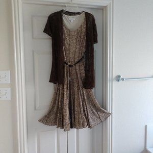 Coldwater Creek V-neck Dress, belt and cardigan